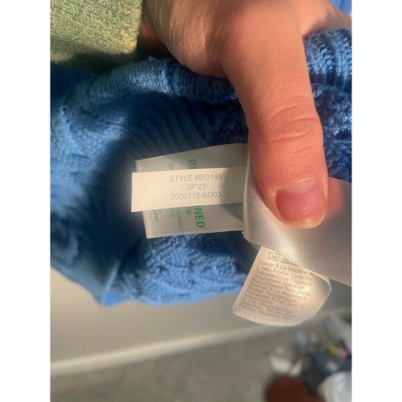 J. Crew Blue Diagonal Cable Knit Cotton Sweater Size Small - Picture 11 of 11